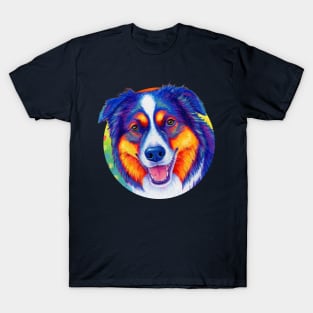 Rainbow Tricolor Australian Shepherd Dog T-Shirt